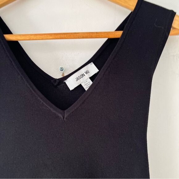 Jason Wu NWT Black V-Neck‎ Bodice Tiered Prairie Midi Dress - Picture 7 of 16